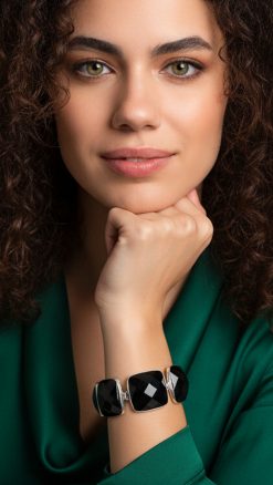 faceted black onyx pyramid bracelet on wrist at CountryClubuk best price