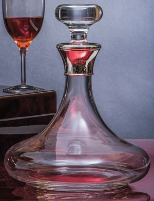Fine Admiral’s Decanter, English silver mounted and mouth-blown in English crystal