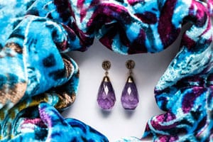 Stunning Arabella Earrings in amethyst and 14ct white gold