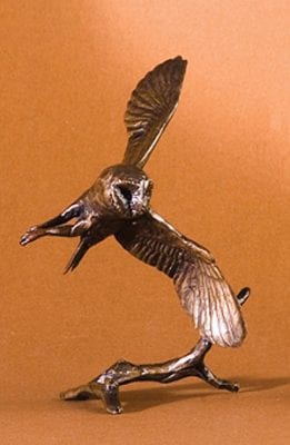 Barn Owl Flying: English limited edition bronze