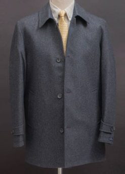 Ingenious reversible coat: Donegal tweed on one side, navy 'mac style' on the reverse