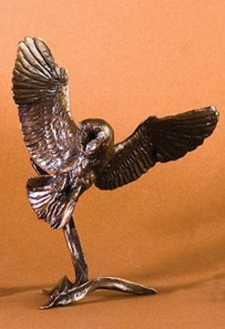 Barn Owl Swooping: English limited edition bronze