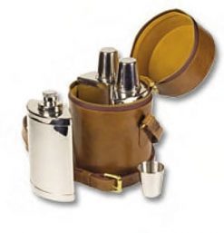 Daines and Hathaway English leather triple bar set of three flasks