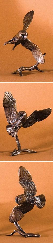 Set of three Barn Owls: English limited edition bronze