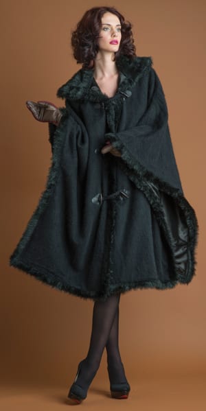 Gorgeous alpaca coat cape with extra-large alpaca fur collar