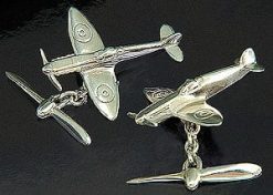 Handmade sterling silver Spitfire fighter plane cufflinks by Martick