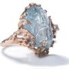 Fabulous large precious aquamarine, diamond and gold cocktail ring