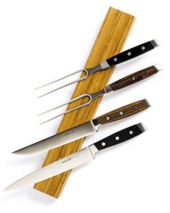 Stainless steel and blackwood carving sets