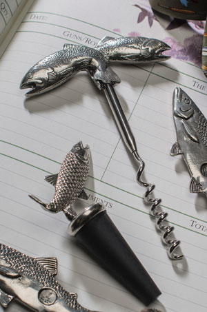 Original leaping salmon corkscrew by the English Pewter Company
