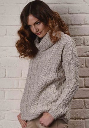 Wool Power: Step into the season's Aran knits: Fabulous oversize roll-neck sweater