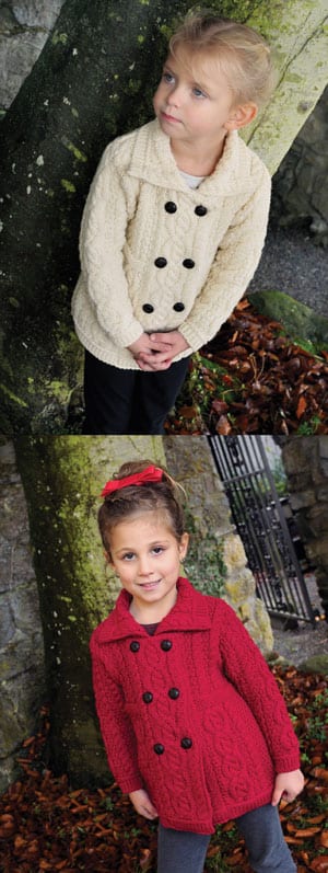 Beautiful little girl's soft Merino wool double-breasted coat-cardigan from Ireland
