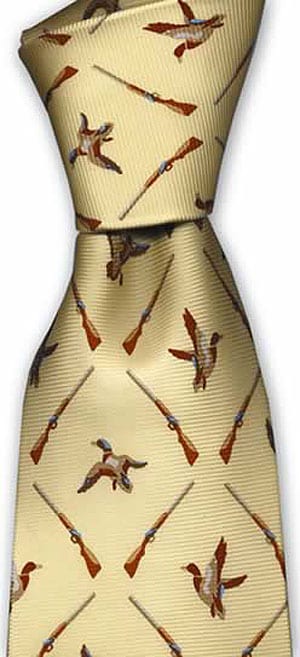 Smart and elegant pure silk Sporting Duck and Shotgun tie
