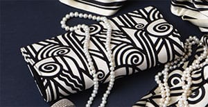Silk Art: Luxurious pure silk evening clutch: Deco Volute by Stephen Bauer
