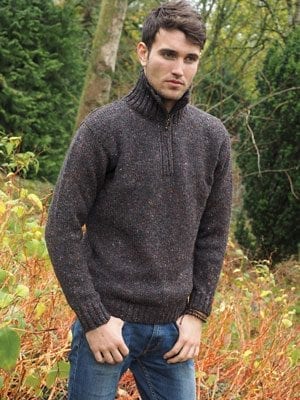 Superb Donegal wool half-zip sweater in the colours of an Irish landscape