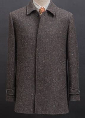 Smart, well-tailored, handwoven Donegal lambswool coat by Magee