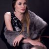 Luxurious silver fox fur stole