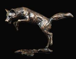 Fox Leaping Bronze by Michael Simpson