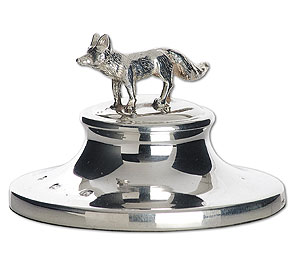 English sterling silver fox paperweight