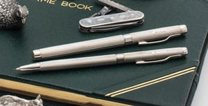 Superb English sterling silver engine-turned William Manton fountain pen