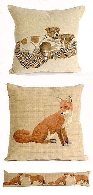 Fox and Terrier Cushion and Bolster Set