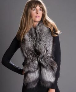 Contemporary haute couture silver fox and blue fox gilet