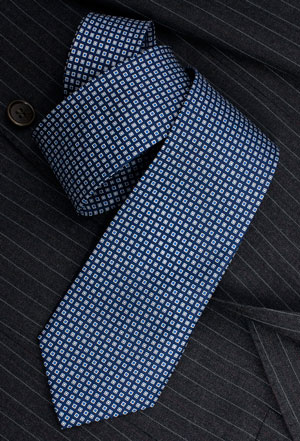 Stylish new pure silk blue and grey squared tie