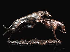 Magnificent limited edition bronze: Greyhounds, by David Geenty