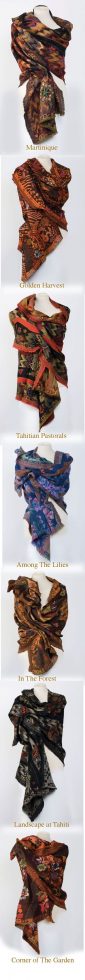 Limited edition designer Gaugin Stole, handwoven and embroidered in the Himalayas