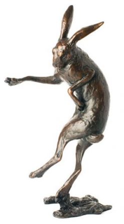 Limited edition large bronze boxing hare: In Morning Mist: Edition of 75