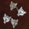 English craftsman-made sterling silver cufflinks: Fox Mask