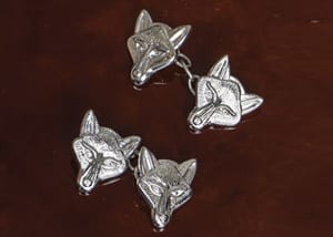 English craftsman-made sterling silver cufflinks: Fox Mask