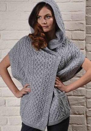 Wool Power: Step into the season's Aran knits: Stylish hooded cape-jacket