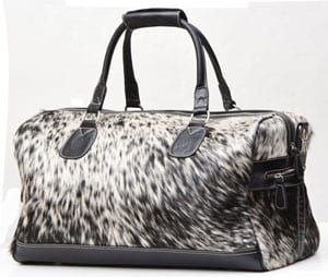 Ultra-cool hairy cowhide holdall for stylish getaways