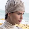 Irish Aran honeycomb knitted hat in soft Merino wool