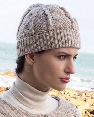 Irish Aran honeycomb knitted hat in soft Merino wool
