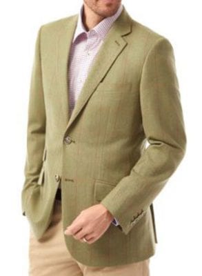 New season pure wool jackets by English tailors: Green-fawn herringbone with acorn stripe