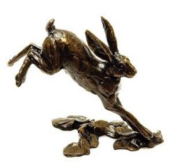 Bronze Running Hare by wildlife sculptor Michael Simpson