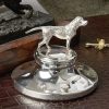 Sterling silver English foxhound paperweight