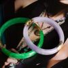 Polished Green Jade and Gold Bangles: High Fashion, Oriental style
