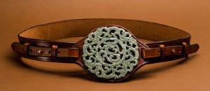 The new fashion clincher: unique hand-carved jade and leather belt