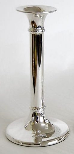 Fine English sterling silver Jupiter candlestick holder: 18cm
