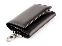 Black leather keyring wallet