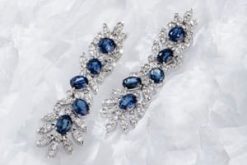 Exceptional blue sapphire, diamond and 18ct white gold earrings: Les Jardins de la Princesse