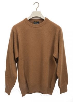 Stylish and warm pure lambswool crew-neck sweater, designed and made in Italy