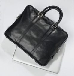 Handsome handmade black leather Massimo briefcase: save over 50%