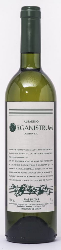 Gold Medal winning Martin Codax 'Organistrum' Albarino 2012, Rias Baixas: case of 12 bottles
