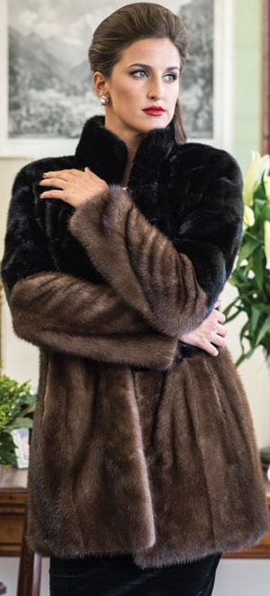 The New Fur Collection: Fabulous mink coat in black and demi-buff