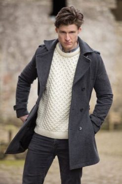 Soft, stylish and warm: pure merino Aran crew neck from Irealnd: a snip at only £49