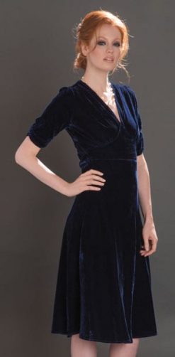 Prepare for the party season: the fabulous Mae Dress in midnight silk velvet from the new Nancy Mac Blue For You collection