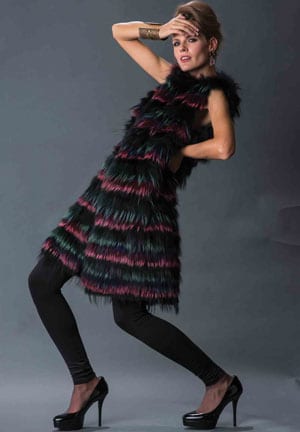 Haute Collection: Opulent Fur: Fabulous long designer cobalt and magenta fox fur gilet